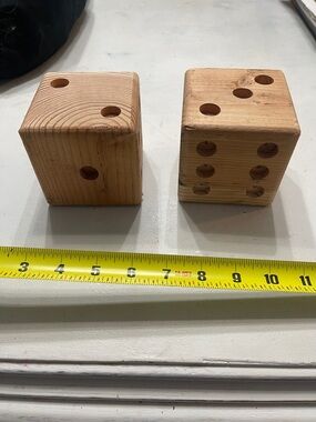 Handmade Wooden Dice Pair - Natural Wood